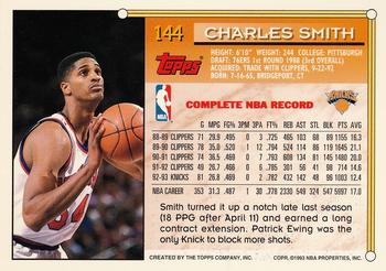 1993-94 Topps - Gold #144 Charles Smith Back