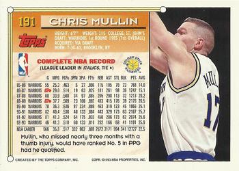 1993-94 Topps - Gold #191 Chris Mullin Back