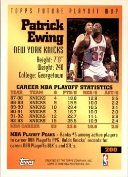1993-94 Topps - Gold #200 Patrick Ewing Back