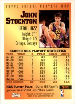 1993-94 Topps - Gold #201 John Stockton Back