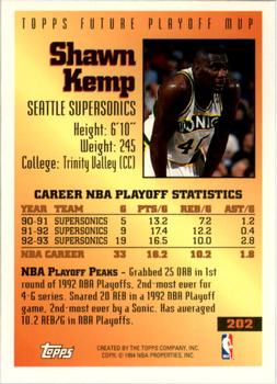 1993-94 Topps - Gold #202 Shawn Kemp Back