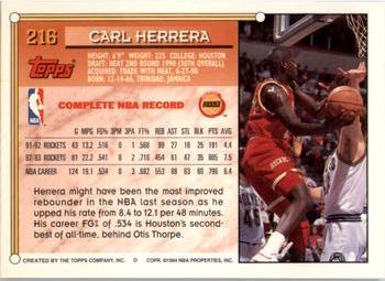 1993-94 Topps - Gold #216 Carl Herrera Back