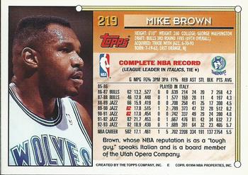 1993-94 Topps - Gold #219 Mike Brown Back