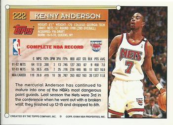 1993-94 Topps - Gold #222 Kenny Anderson Back