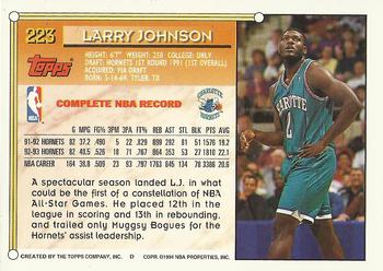 1993-94 Topps - Gold #223 Larry Johnson Back