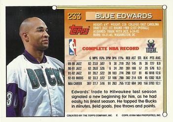 1993-94 Topps - Gold #233 Blue Edwards Back