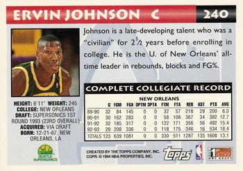 1993-94 Topps - Gold #240 Ervin Johnson Back