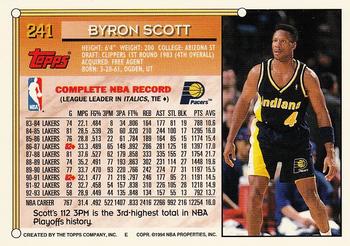 1993-94 Topps - Gold #241 Byron Scott Back