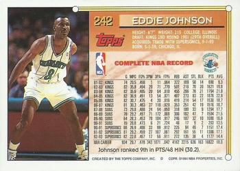 1993-94 Topps - Gold #242 Eddie Johnson Back