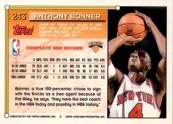 1993-94 Topps - Gold #243 Anthony Bonner Back