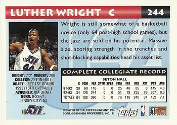 1993-94 Topps - Gold #244 Luther Wright Back