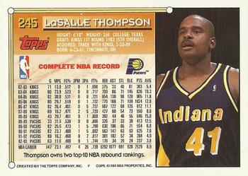 1993-94 Topps - Gold #245 LaSalle Thompson Back
