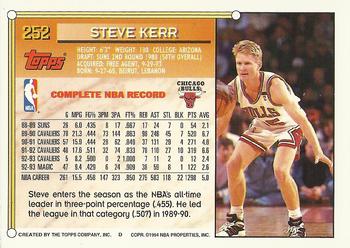 1993-94 Topps - Gold #252 Steve Kerr Back