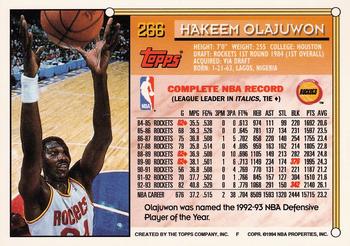 1993-94 Topps - Gold #266 Hakeem Olajuwon Back