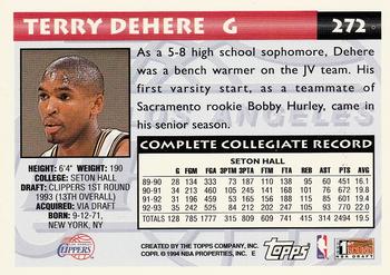 1993-94 Topps - Gold #272 Terry Dehere Back