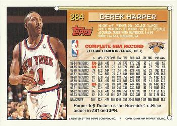 1993-94 Topps - Gold #284 Derek Harper Back