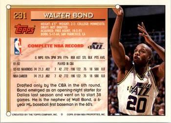 1993-94 Topps - Gold #291 Walter Bond Back