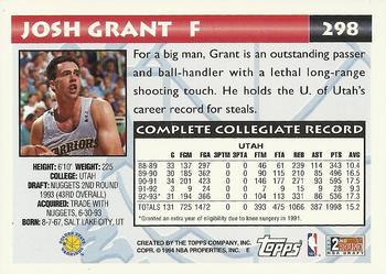 1993-94 Topps - Gold #298 Josh Grant Back