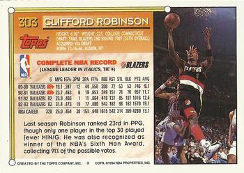 1993-94 Topps - Gold #303 Clifford Robinson Back