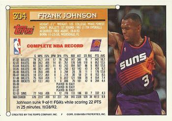 1993-94 Topps - Gold #304 Frank Johnson Back