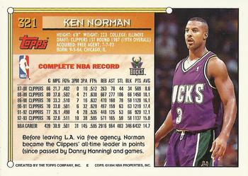 1993-94 Topps - Gold #321 Ken Norman Back