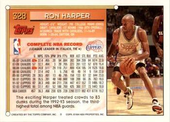 1993-94 Topps - Gold #328 Ron Harper Back
