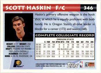 1993-94 Topps - Gold #346 Scott Haskin Back