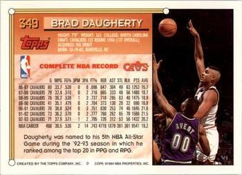 1993-94 Topps - Gold #349 Brad Daugherty Back