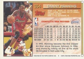 1993-94 Topps - Gold #354 Danny Manning Back