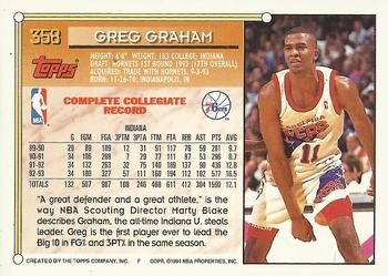 1993-94 Topps - Gold #358 Greg Graham Back