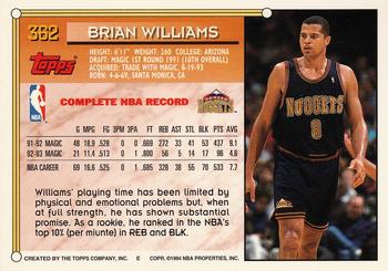 1993-94 Topps - Gold #362 Brian Williams Back