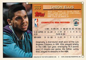 1993-94 Topps - Gold #363 LeRon Ellis Back