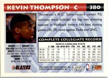 1993-94 Topps - Gold #380 Kevin Thompson Back