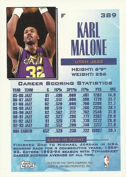 1993-94 Topps - Gold #389 Karl Malone Back