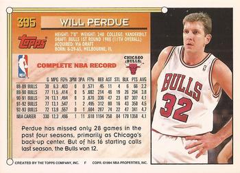 1993-94 Topps - Gold #395 Will Perdue Back