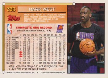 1993-94 Topps - Gold #396 Mark West Back