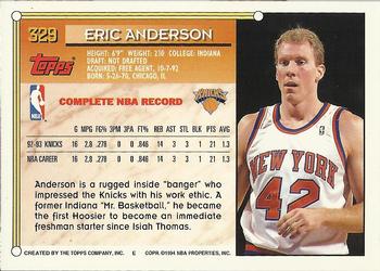 1993-94 Topps - Gold #329 Eric Anderson Back