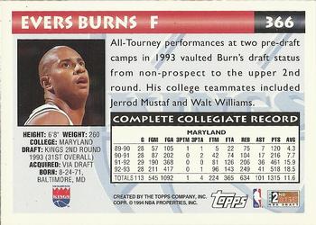 1993-94 Topps - Gold #366 Evers Burns Back