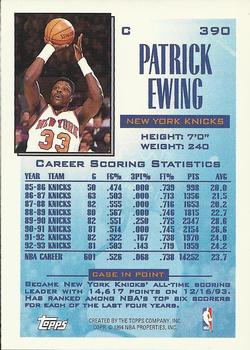 1993-94 Topps - Gold #390 Patrick Ewing Back