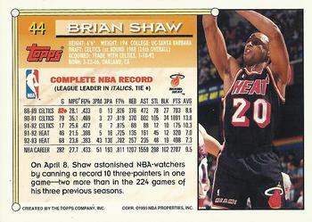 1993-94 Topps - Gold #44 Brian Shaw Back