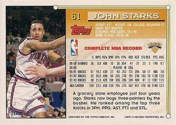 1993-94 Topps - Gold #61 John Starks Back