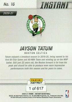 2020-21 Panini Instant NBA #16 Jayson Tatum Back