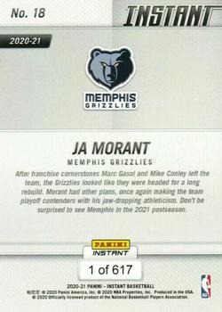 2020-21 Panini Instant NBA #18 Ja Morant Back