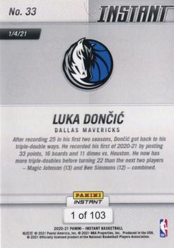 2020-21 Panini Instant NBA #33 Luka Doncic Back