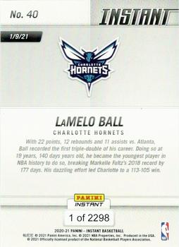2020-21 Panini Instant NBA #40 LaMelo Ball Back