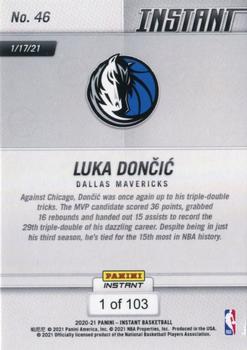 2020-21 Panini Instant NBA #46 Luka Doncic Back
