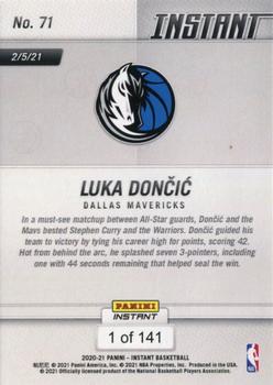 2020-21 Panini Instant NBA #71 Luka Doncic Back