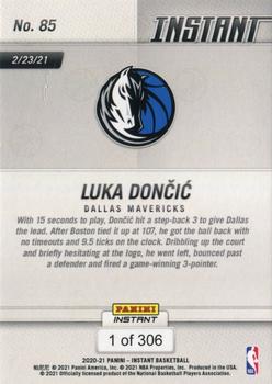 2020-21 Panini Instant NBA #85 Luka Doncic Back