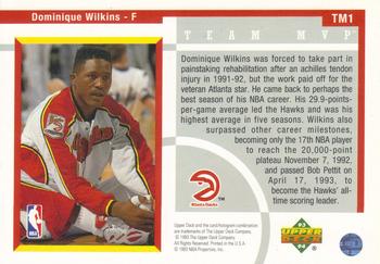 1993-94 Upper Deck - Jumbos 3x5 #TM1 Dominique Wilkins Back