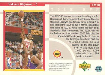 1993-94 Upper Deck - Jumbos 3x5 #TM10 Hakeem Olajuwon Back